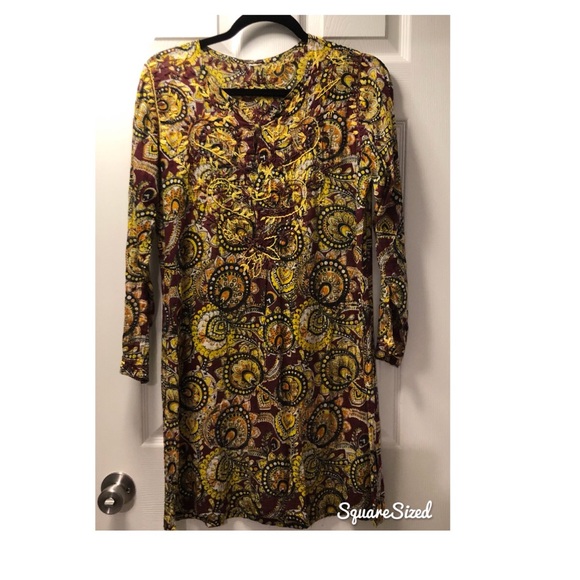 Boho Batik Embroidered Hippie Tunic or Beach Coverup XS - S - Picture 3 of 7